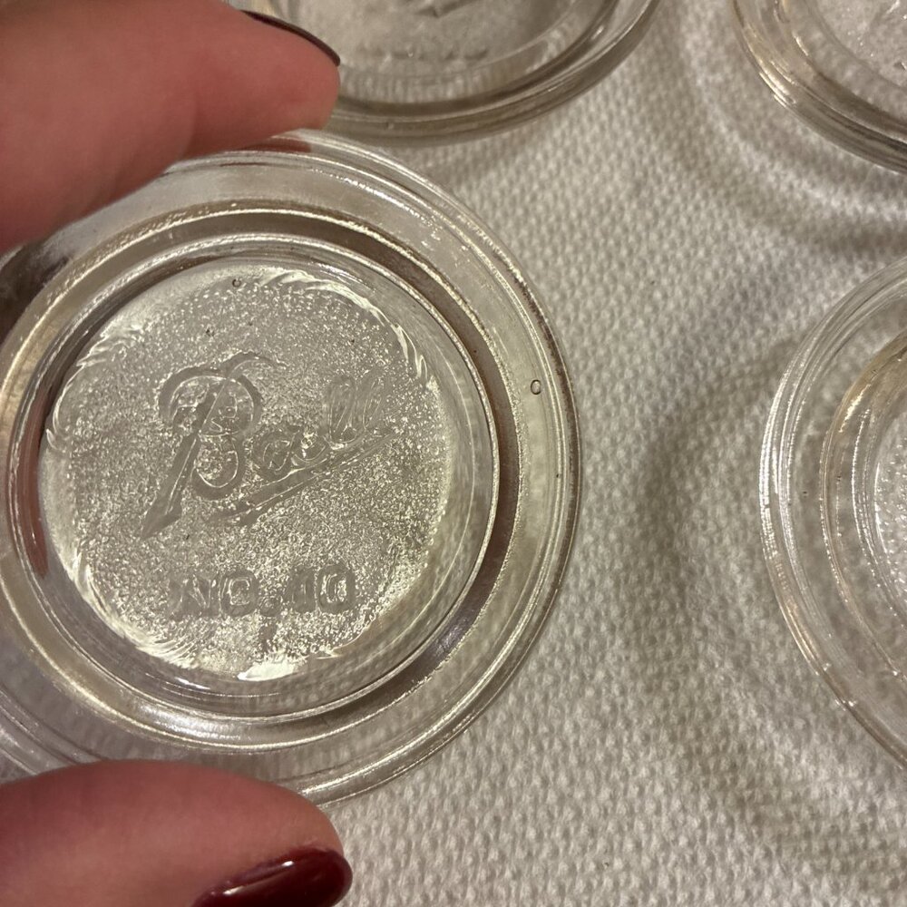Ball Jar Mason Jar Lid Glass Inserts No 10 lot of 4 Vintage - Picture 6 of 7